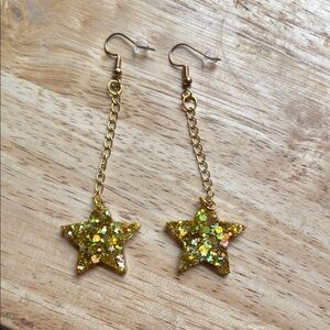 Gold Star Dangle Earrings